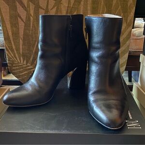 INC Black Leather Suede Ankle Harpp Boots